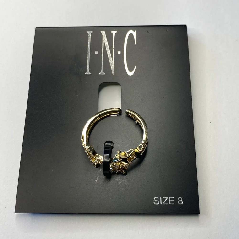 INC Gold-Tone Pave Star Open Ring